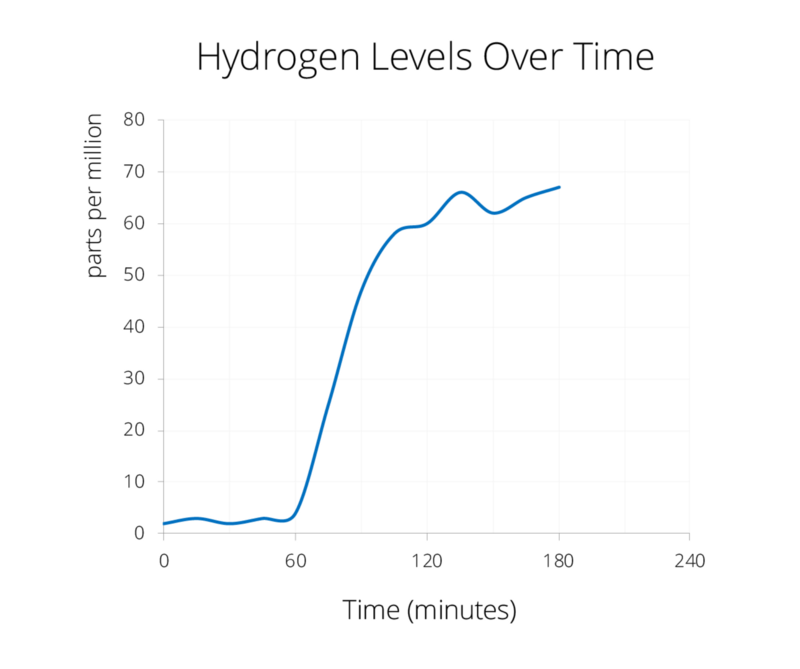 When food is fermenting in the gut, hydrogen level rise over time.