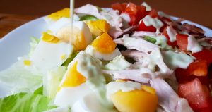 Cobb salad with blue cheese dressing - all low FODMAP