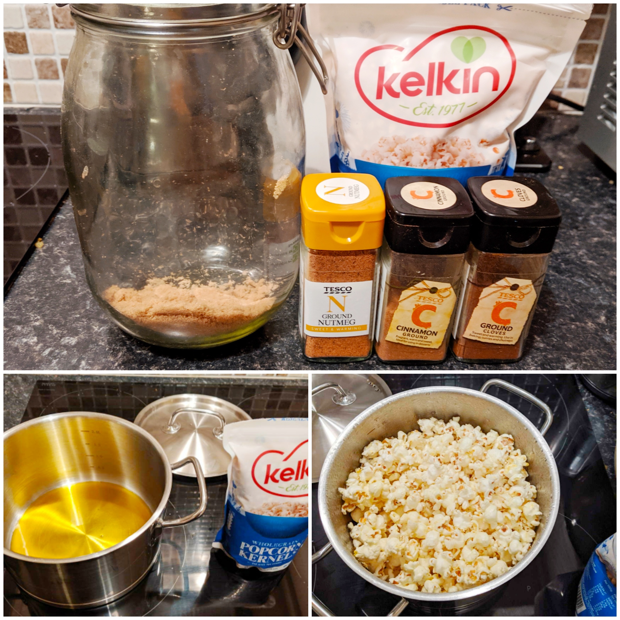 Spiced Popcorn Ingredients collage