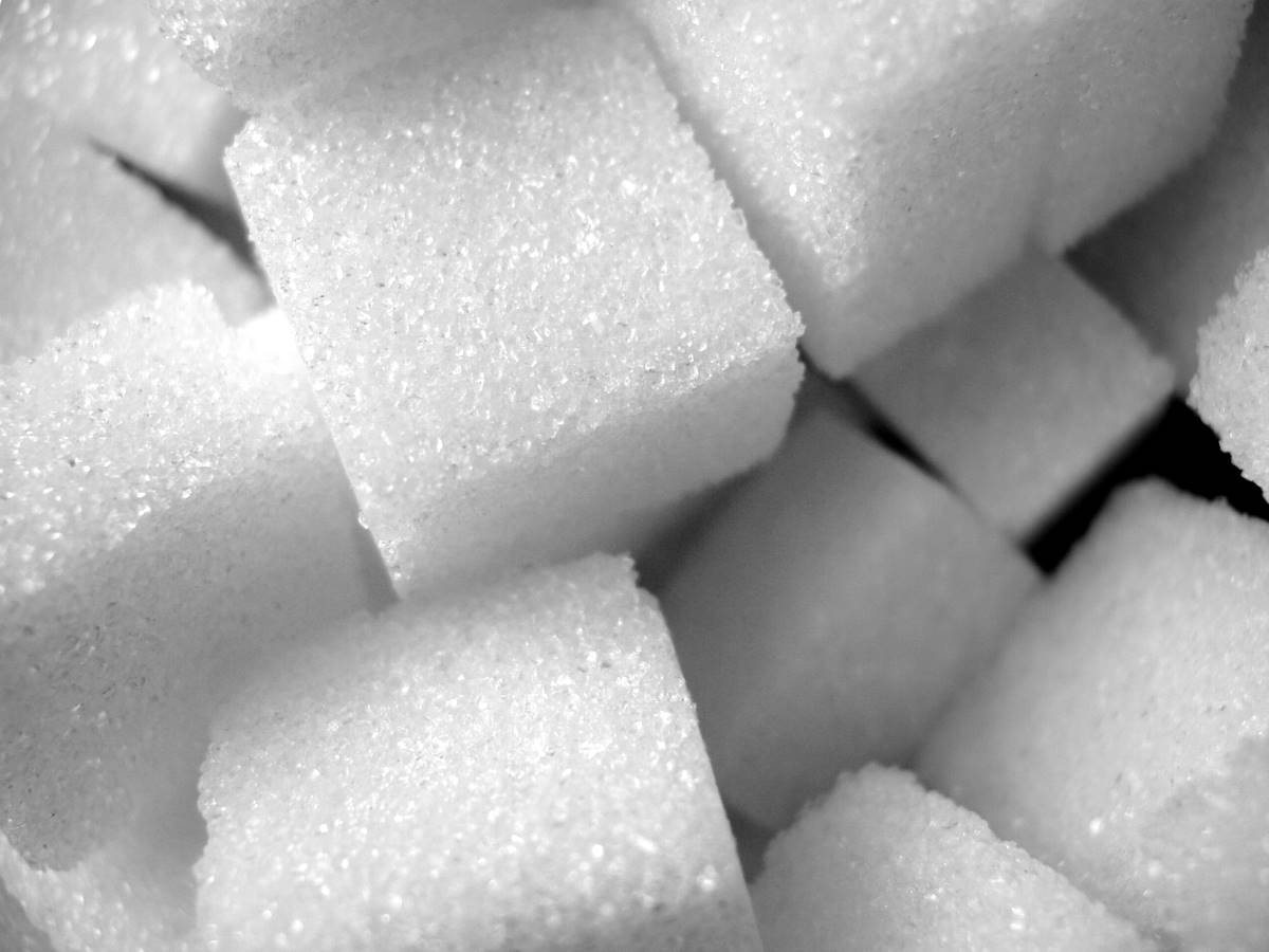 extreme close up of white sugar cubes