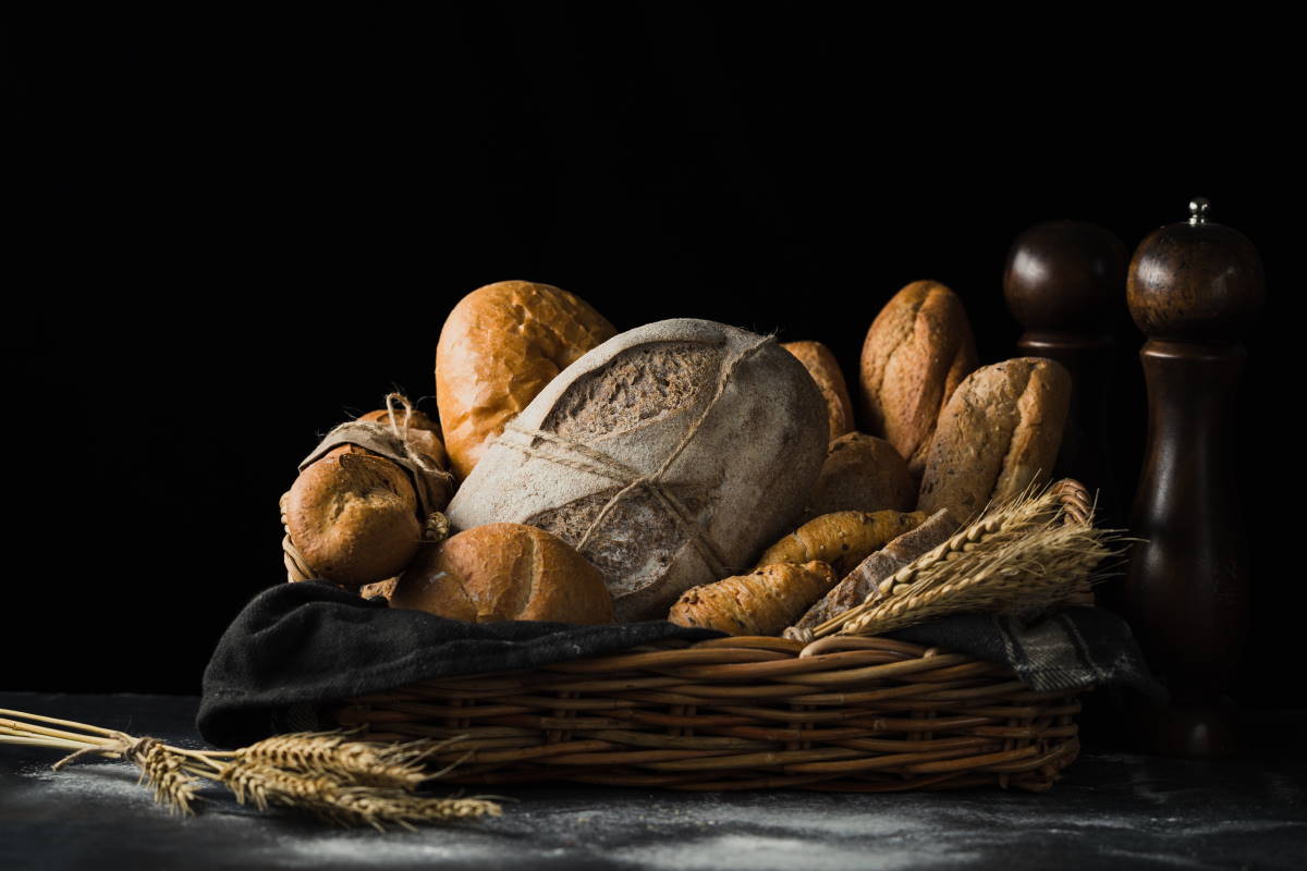 Assorted breads in basket